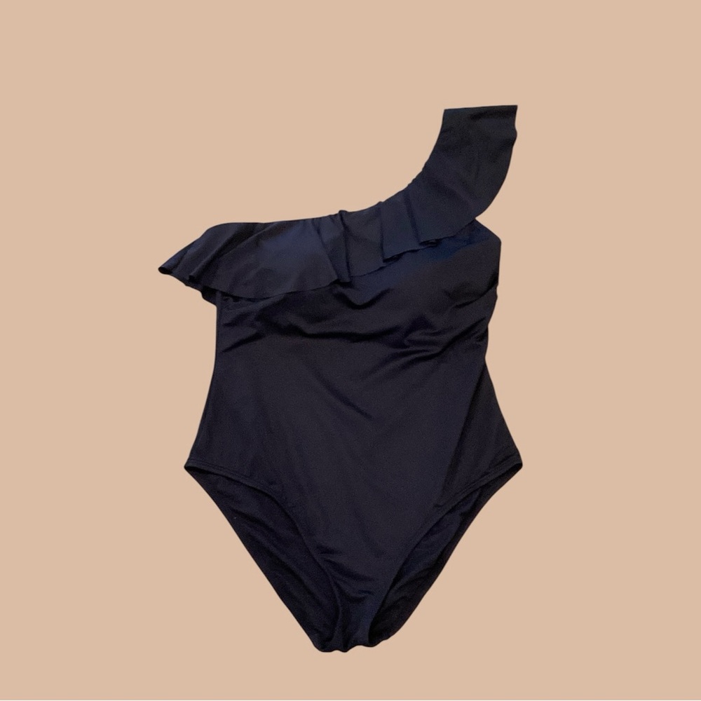 Kona Sol One-Shoulder Black Swim One Piece, size Medium 💐